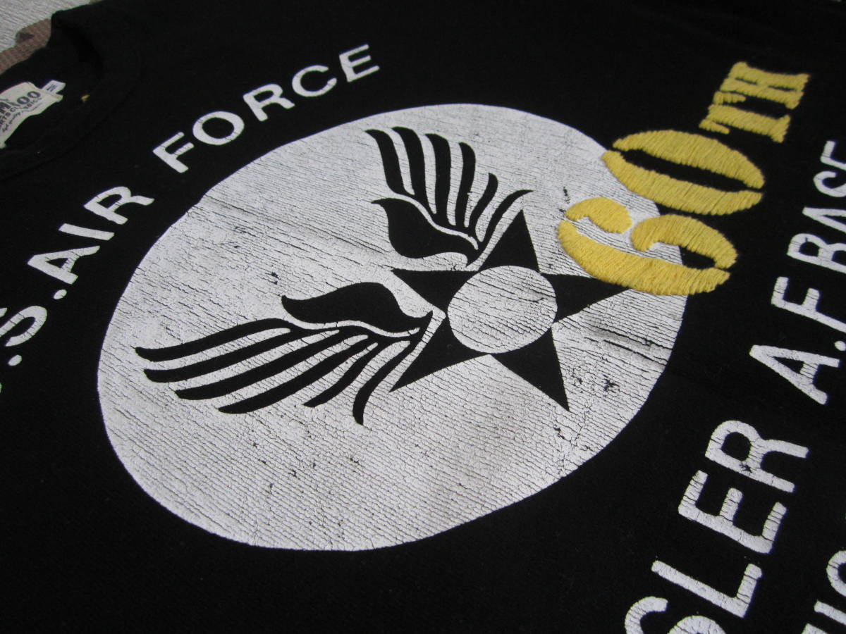 ★コットン厚手半袖トレーナー USAF 刺入 ブラック Mサイズ★保管品 整理拍卖
