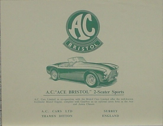 AC ACECA BRISTOL 2-SEATER COUPE/SPORTS セールスカタログ拍卖