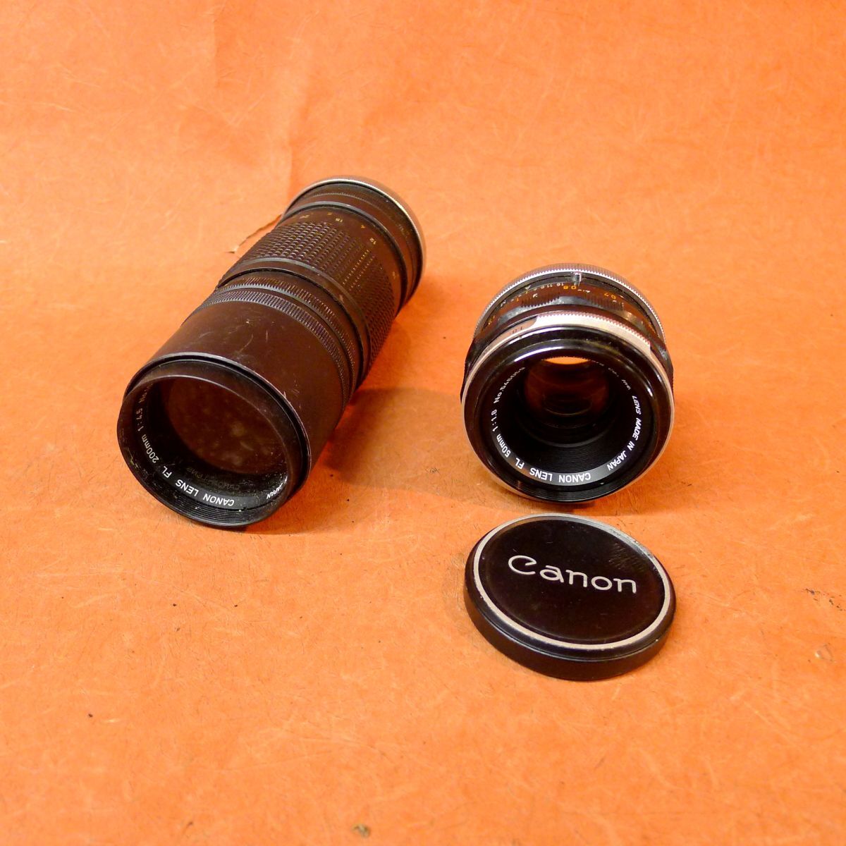 c◆104 キャノン 単焦点レンズ CANON レンズまとめて2点①FL 200mm 1:4.5②FL 50mm F1.8/60拍卖