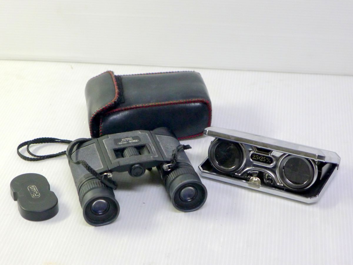c◆336 ① Fokus 双眼鏡 10×25 FIELD6.3°②折りたたみ式 オペラグラス GREEN 2.5×25/60拍卖