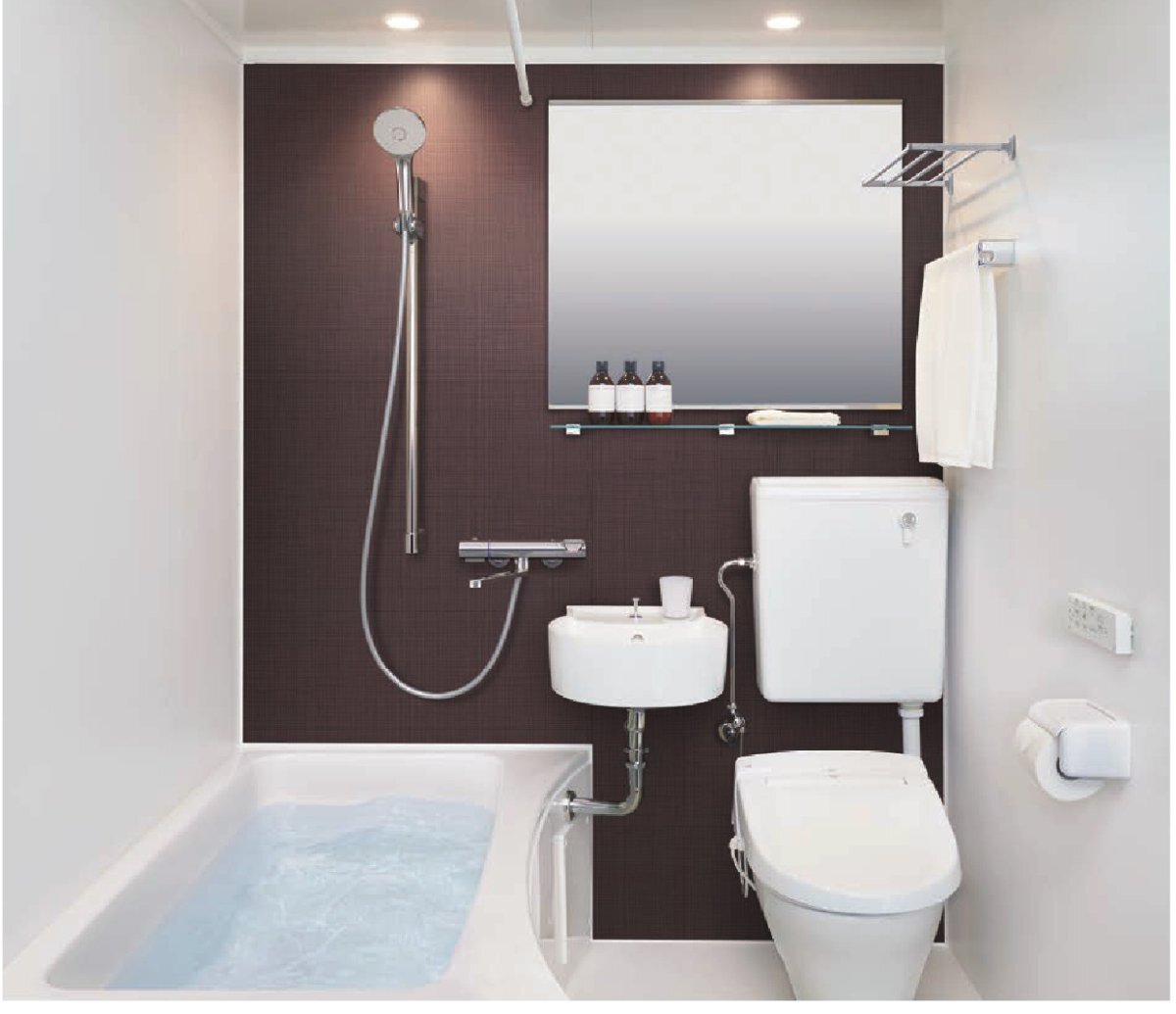 ★LIXILホテル用洗面・便器付ユニットバス70%OFF★BLCW-1216★アクセントパネル・シャワートイレ付拍卖