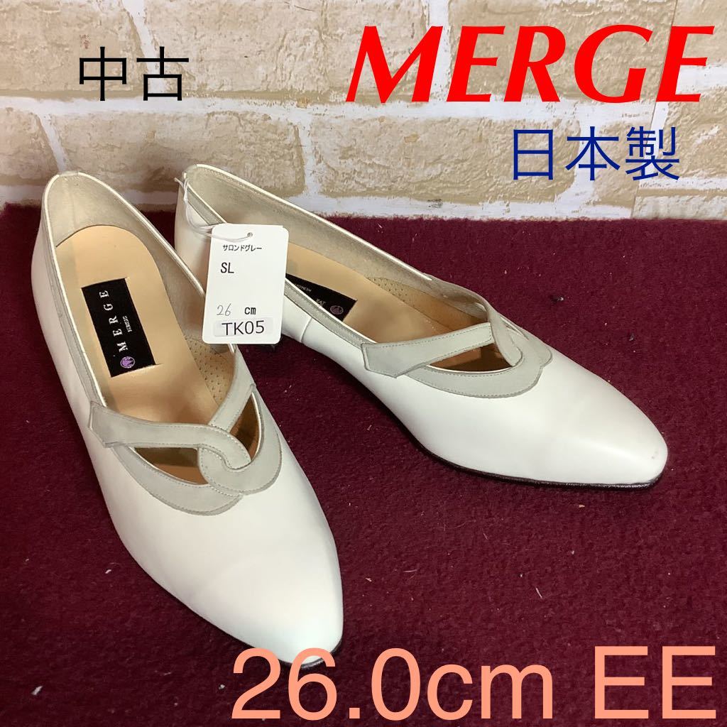 【売り切り!送料無料!】A-292 MERGE!SALON DE GRES!パンプス!ホワイト!26.0cm EE!デザインパンプス!おしゃれ!新品!日本製!拍卖