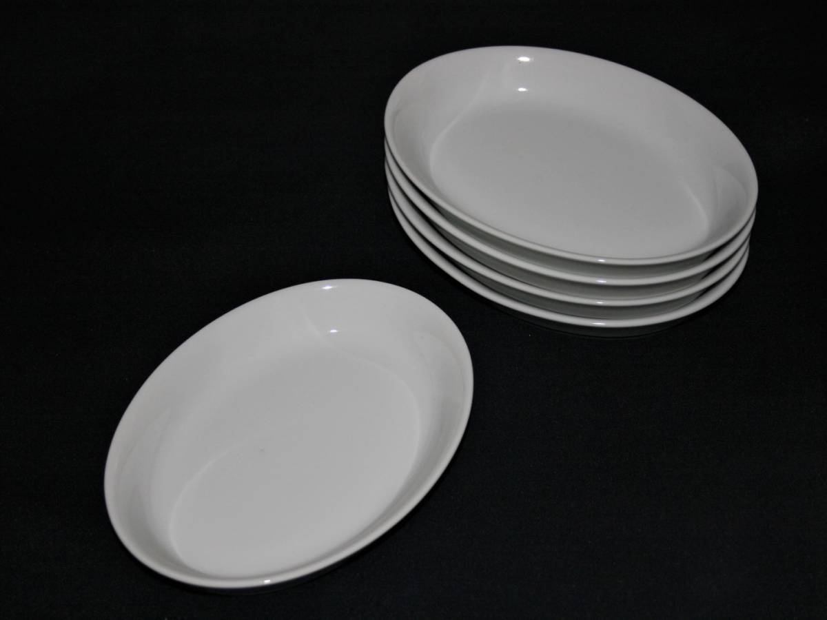 白い磁器 16cmオーバルトレイ 楕円皿 5枚セット拍卖