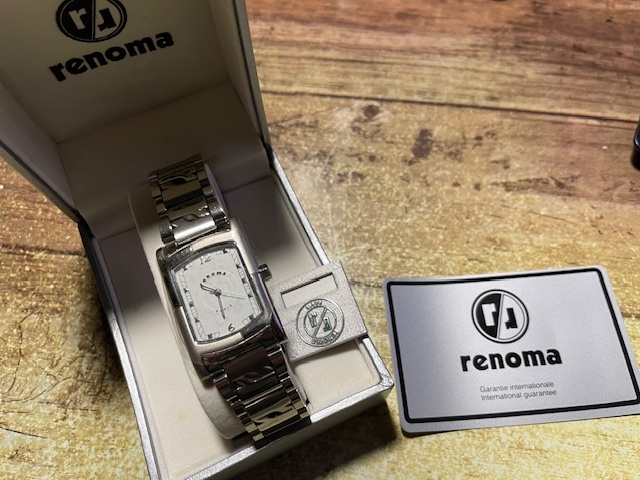 未使用保管品 希少 レア 箱付 renoma レノマ SWISS MADE ロゴ ホワイト文字盤文字盤 純正SSブレス クオーツ ボーイズ メンズ 腕時計拍卖