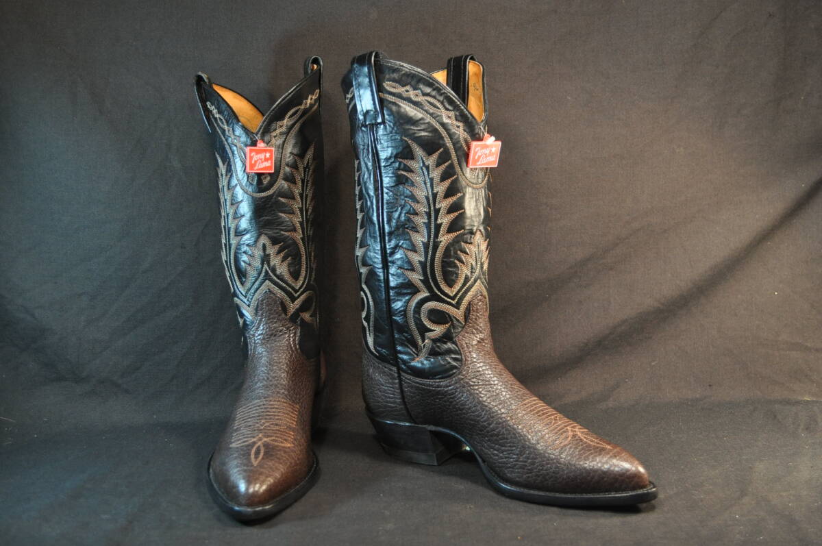 新品 デッドストック 廃盤 トニーラマ ウエスタンブーツ 厚手 粒シワ牛革 PEBBLE GRAIN 8D拍卖