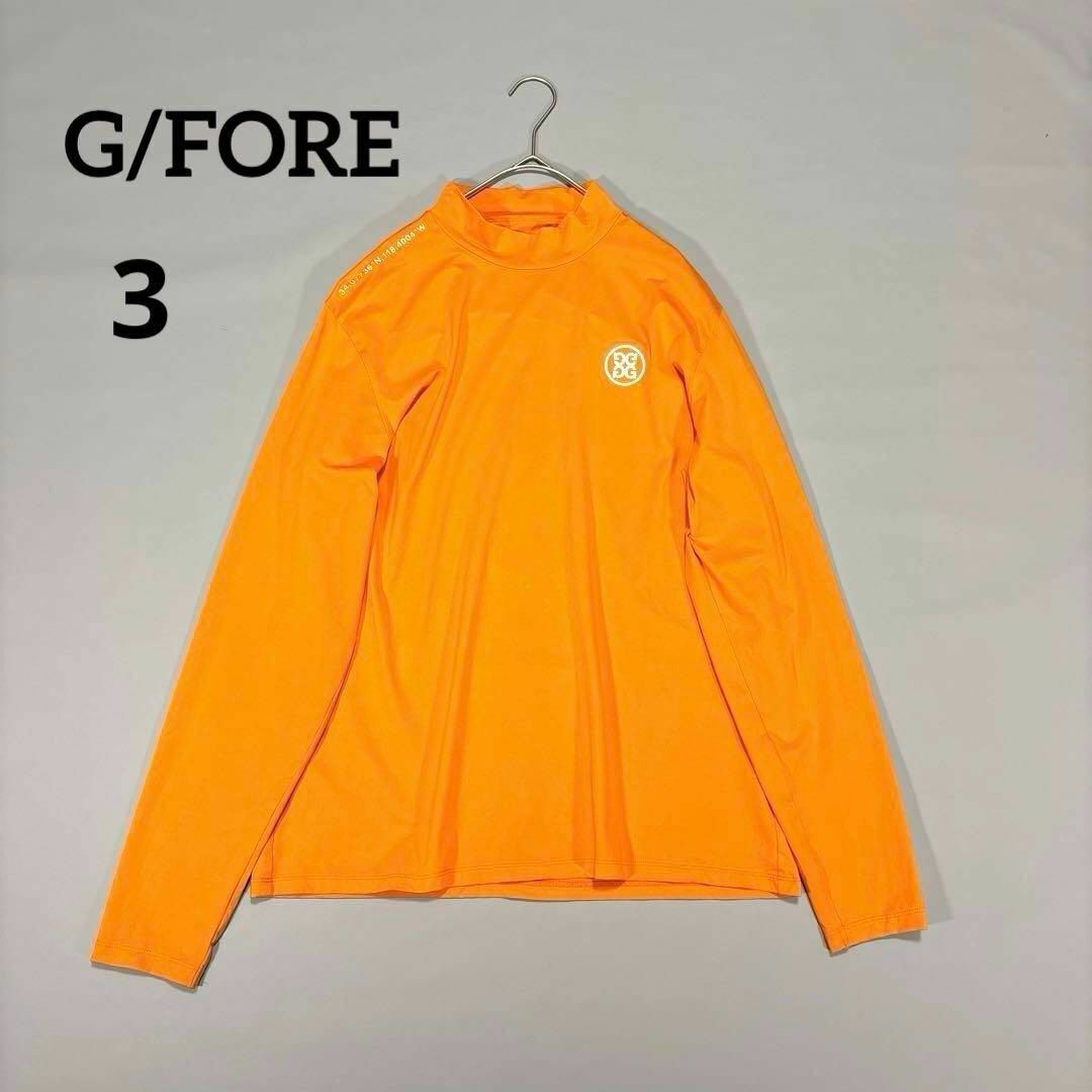 ジーフォア 3/L 長袖 モックネックシャツ ハイネック オレンジ ゴルフ G/FORE G FORE拍卖