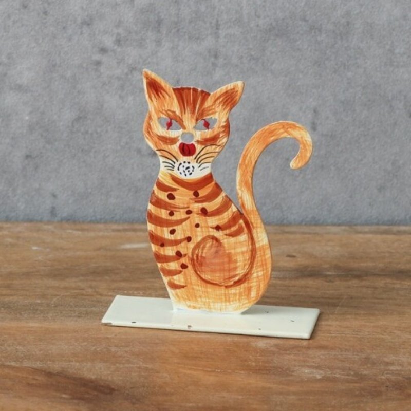 手描き アイアン キャットS スタンド オブジェ ネコ ねこ 猫 ハンドメイド アニマル cat ディスプレイ 置物 動物 手作り品 コテージ拍卖