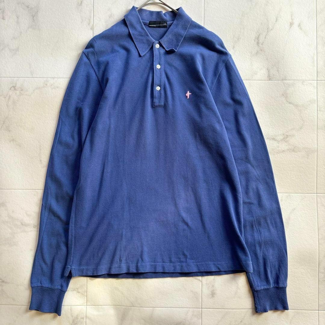 ラッドミュージシャン ポロシャツ 44 コットン100% 綿 刺繍 polo shirt 青~紫 長袖 LAD MUSICIAN メンズ ゴルフ スポーツ 拍卖