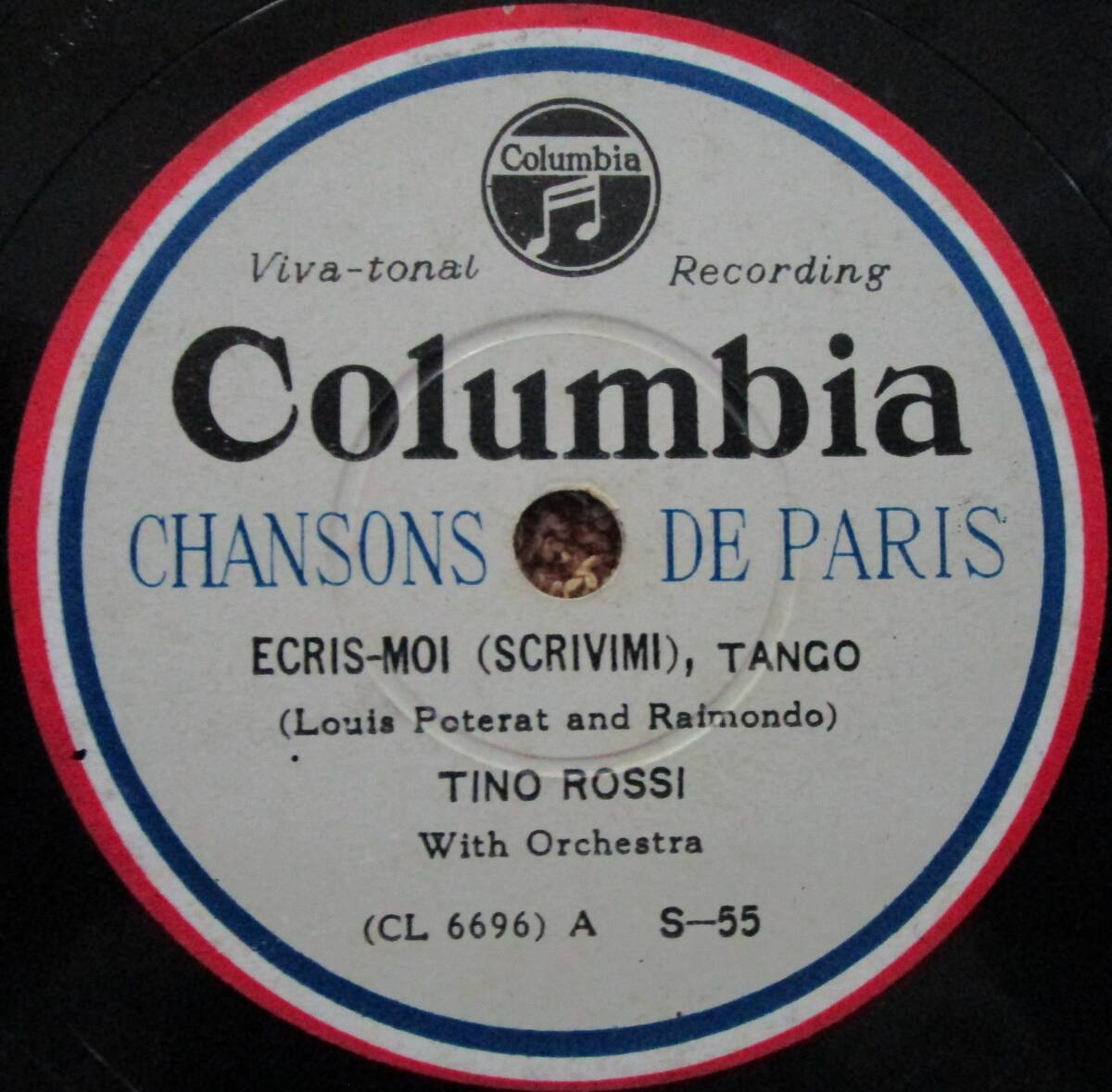 SP盤SPレコード 国内盤 シャンソン ティノ・ロッシ Tino Rossi「Escri-Moi」「Cest Toujours Toi」コロムビア拍卖