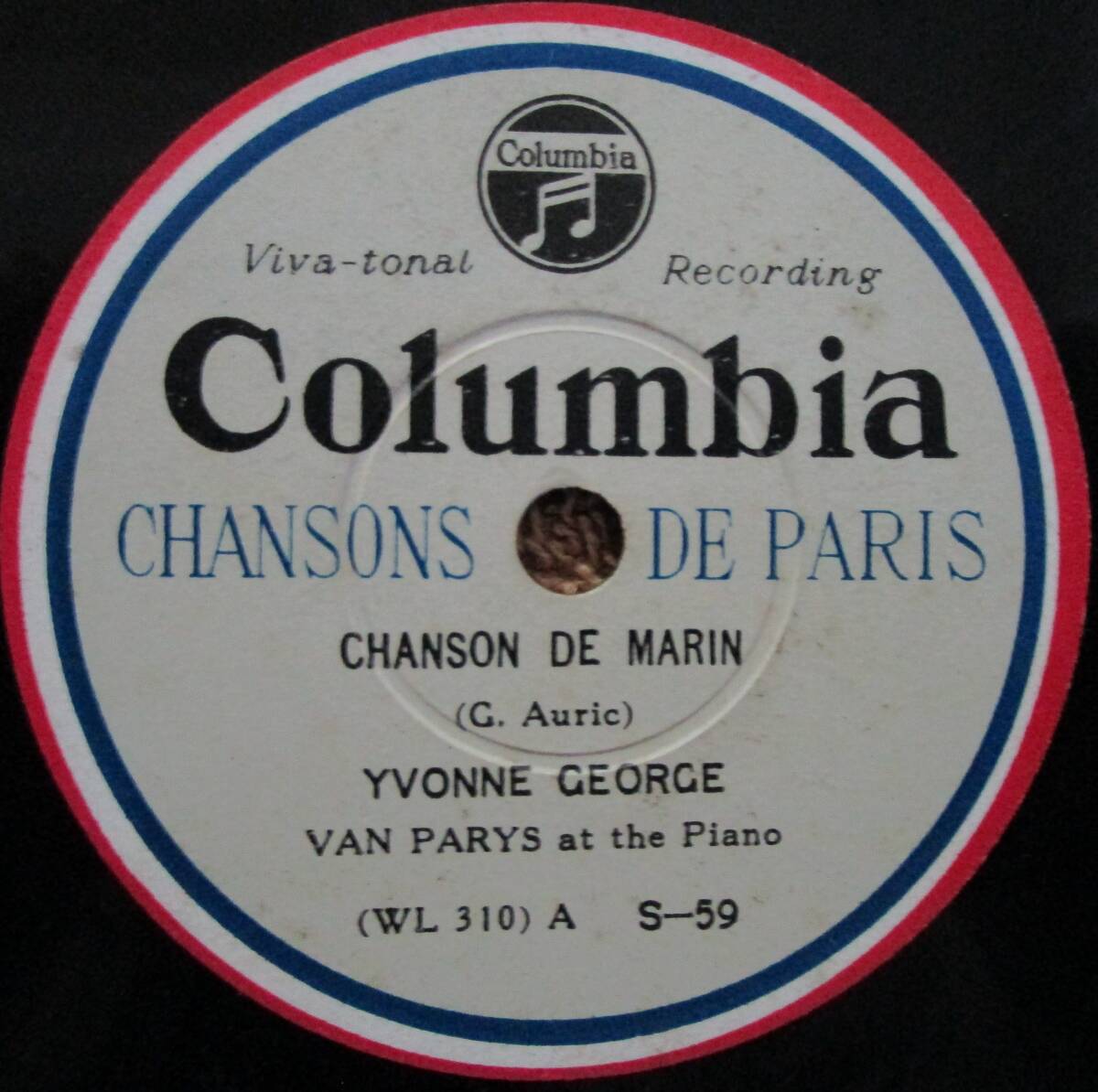 SP盤SPレコード 国内盤 シャンソン イヴォンヌ・ジョルジュ Yvonne Geoorge「Chanson de Marin」「Qui Je Suis de Paris」コロムビア拍卖