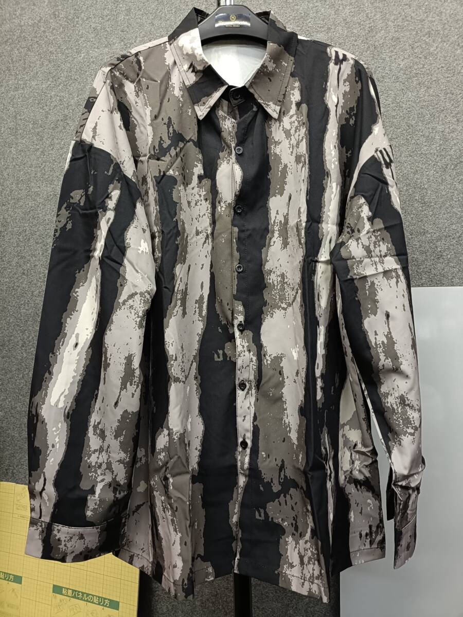 ★柄シャツ ストライプ ぼかし 長袖シャツ メンズシャツ sizeXXL拍卖