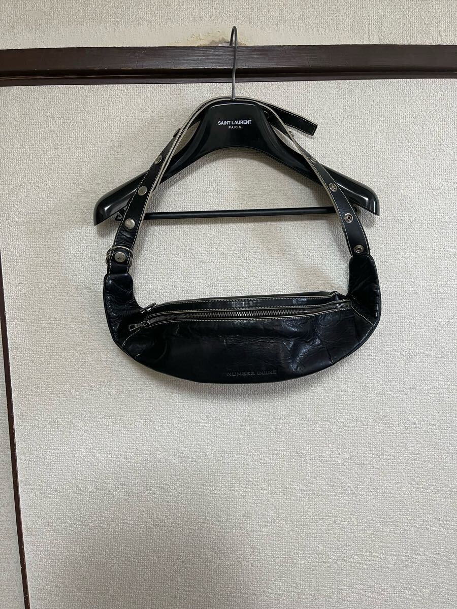 【希少!】 NUMBER NINE ナンバーナイン LEATHER BAG レザーバッグ 鞄 かばん BLACK ブラック 黒色拍卖