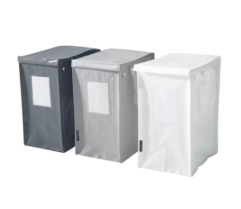 ☆ IKEA イケア ☆ DIMPA ディムパ 分別用バッグ, ホワイト/ダークグレー/ライトグレー3個セット<22x35x45 cm/35 l > 2h拍卖