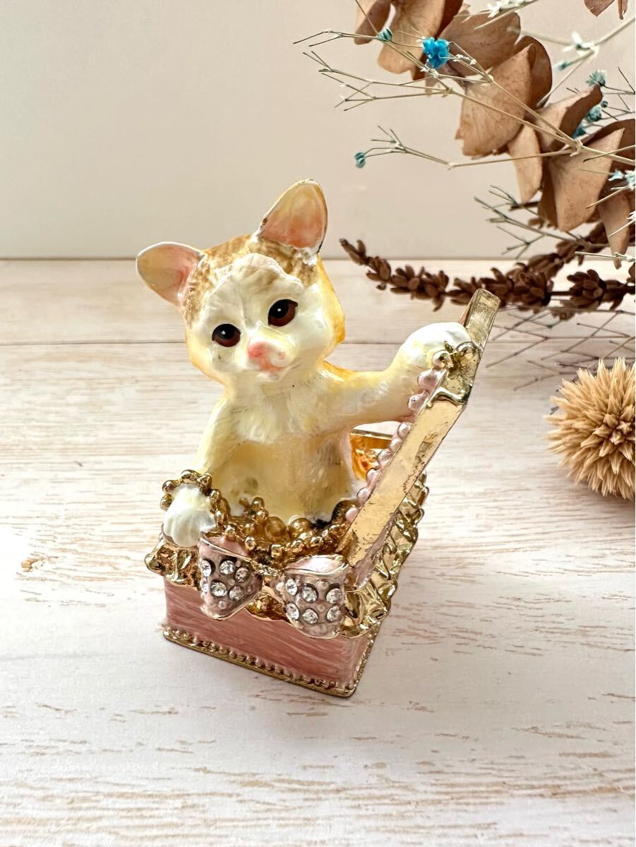 新品 猫とジュエリーBOX アクセサリーケース 小物入れ ピルケース ジュエリーケース インテリア拍卖