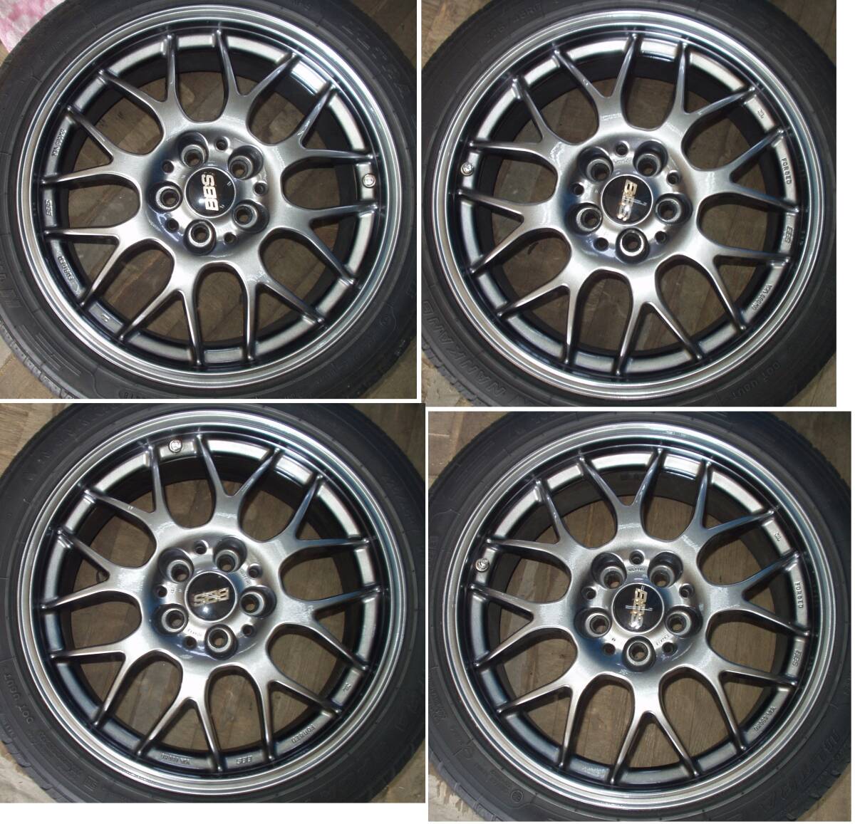 中古アルミホイール&タイヤ 4本 BBS RG-R 7.5J-17 +48 PCD100 5H NANKANG NS2 225/45R17拍卖