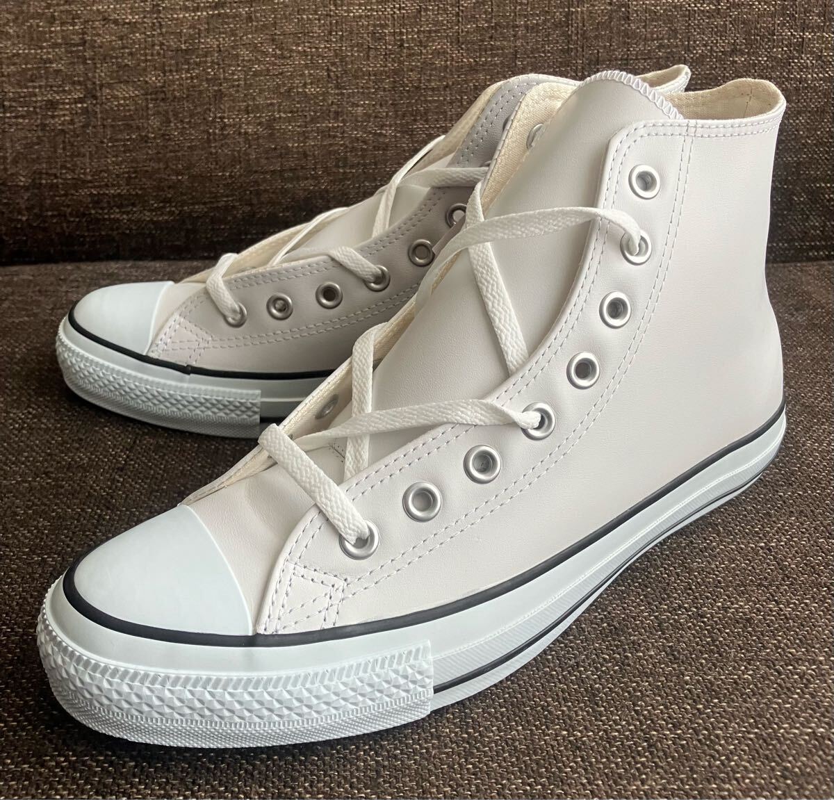 【未使用タグ付】CONVERSE コンバース オールスター ハイ レザー 白 9拍卖