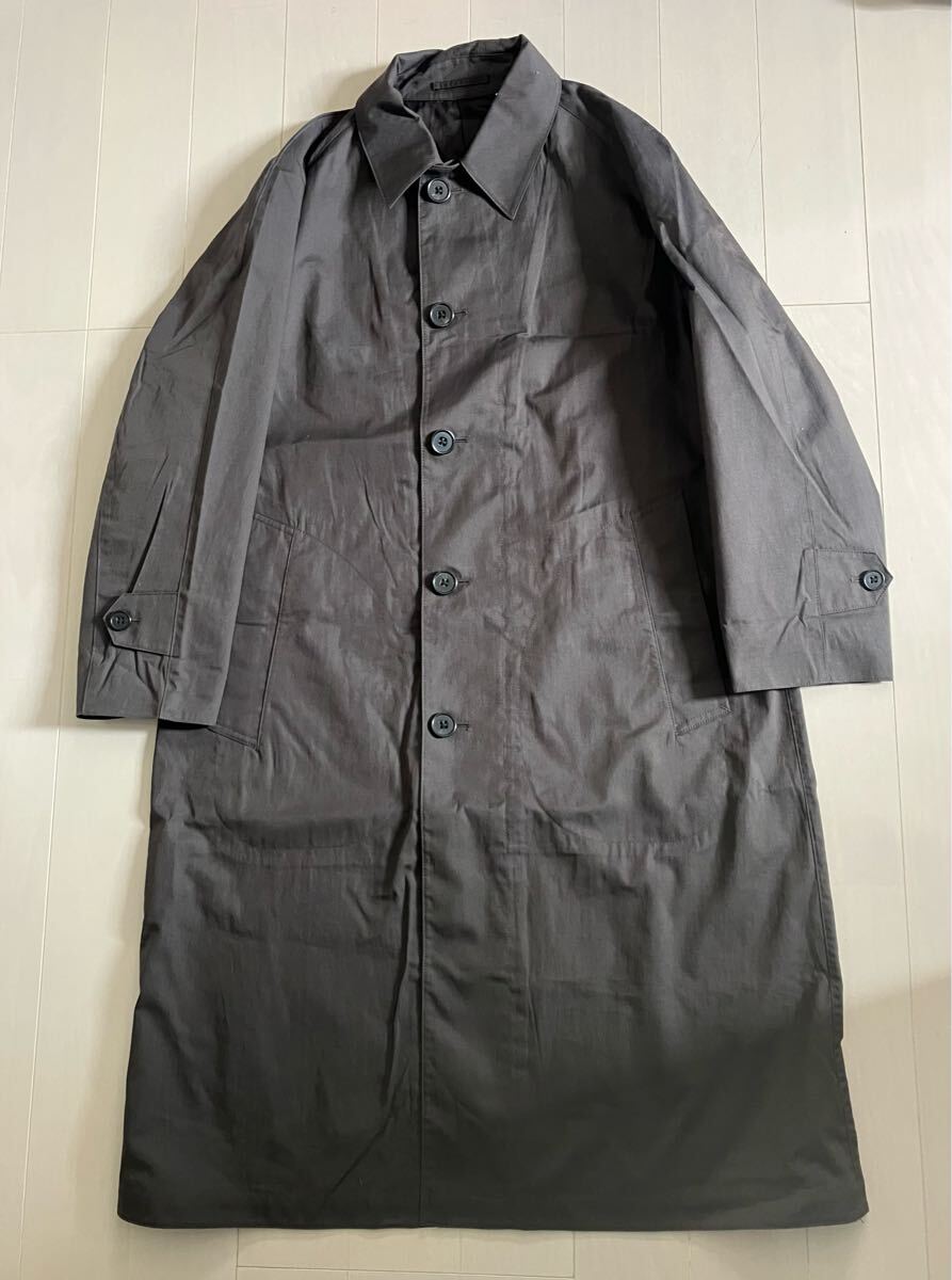 ユニクロU オーバーサイズ ステンカラーコート チャコールグレー S拍卖