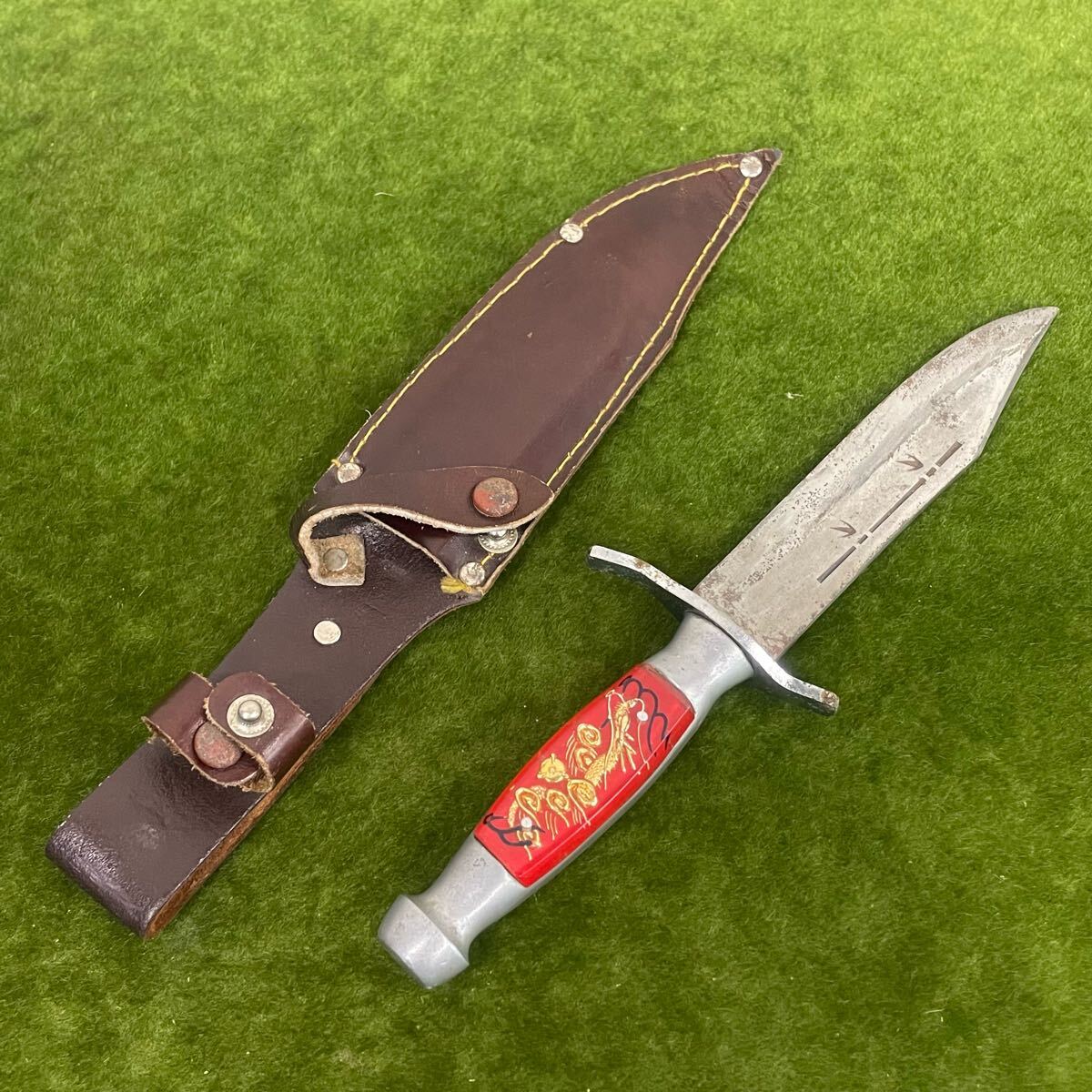 ★☆キャンプ用品/アウトドア サバイバルナイフ 龍 般若 ケース付き サイズ説明文参照拍卖