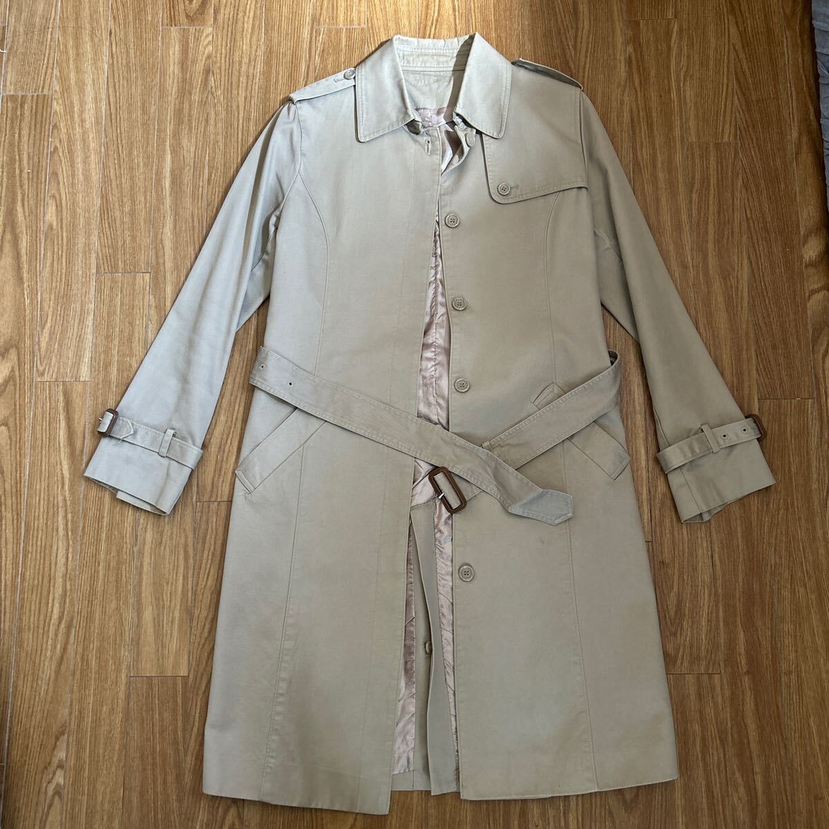 ★レディース ベーシック ロングコート トレンチコート スプリング ベージュ シンプル 綿100% ベルト拍卖