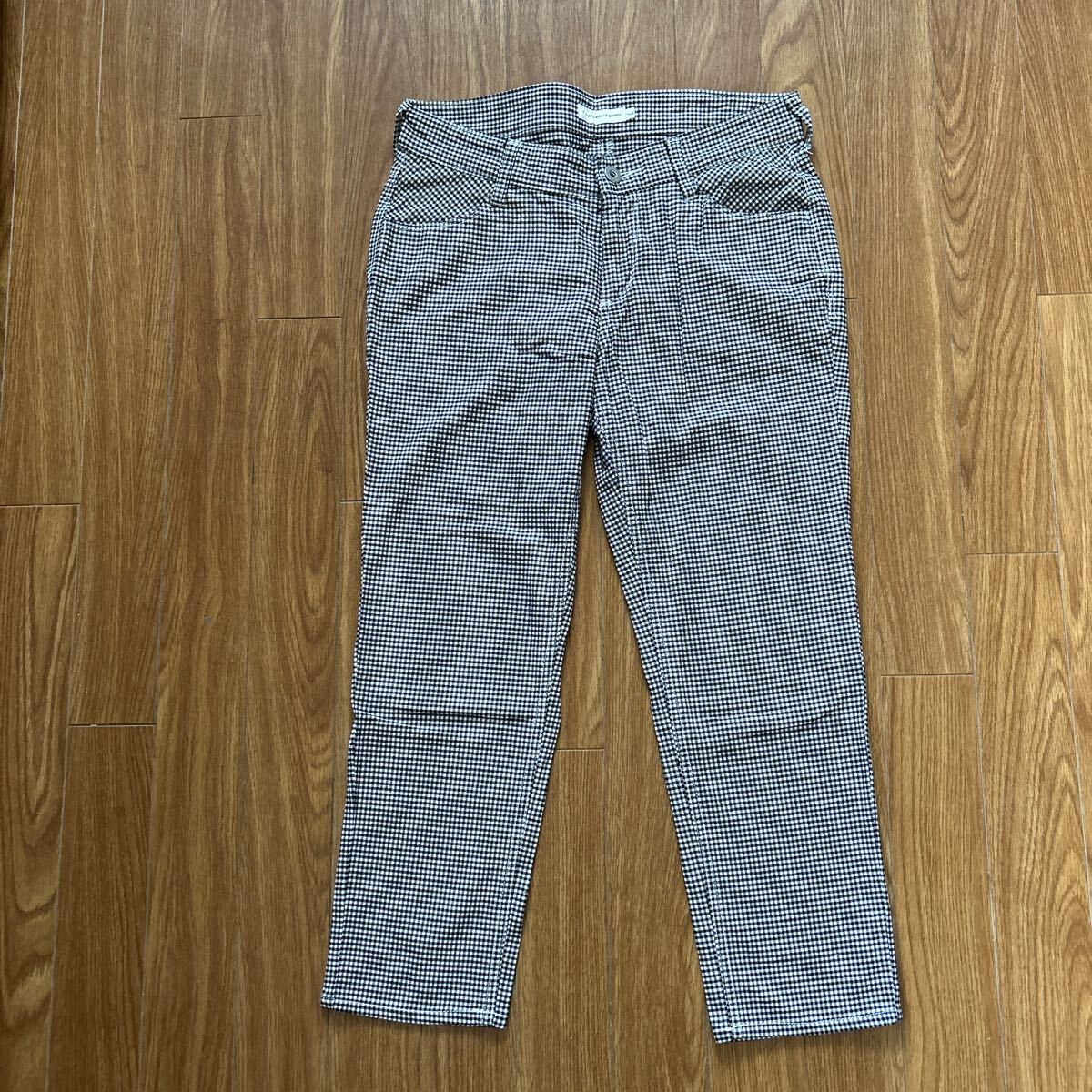 ◆E hyphen world gallery レディースパンツ ギンガムチェック 7部丈 サイズL ストレッチ かわいい拍卖