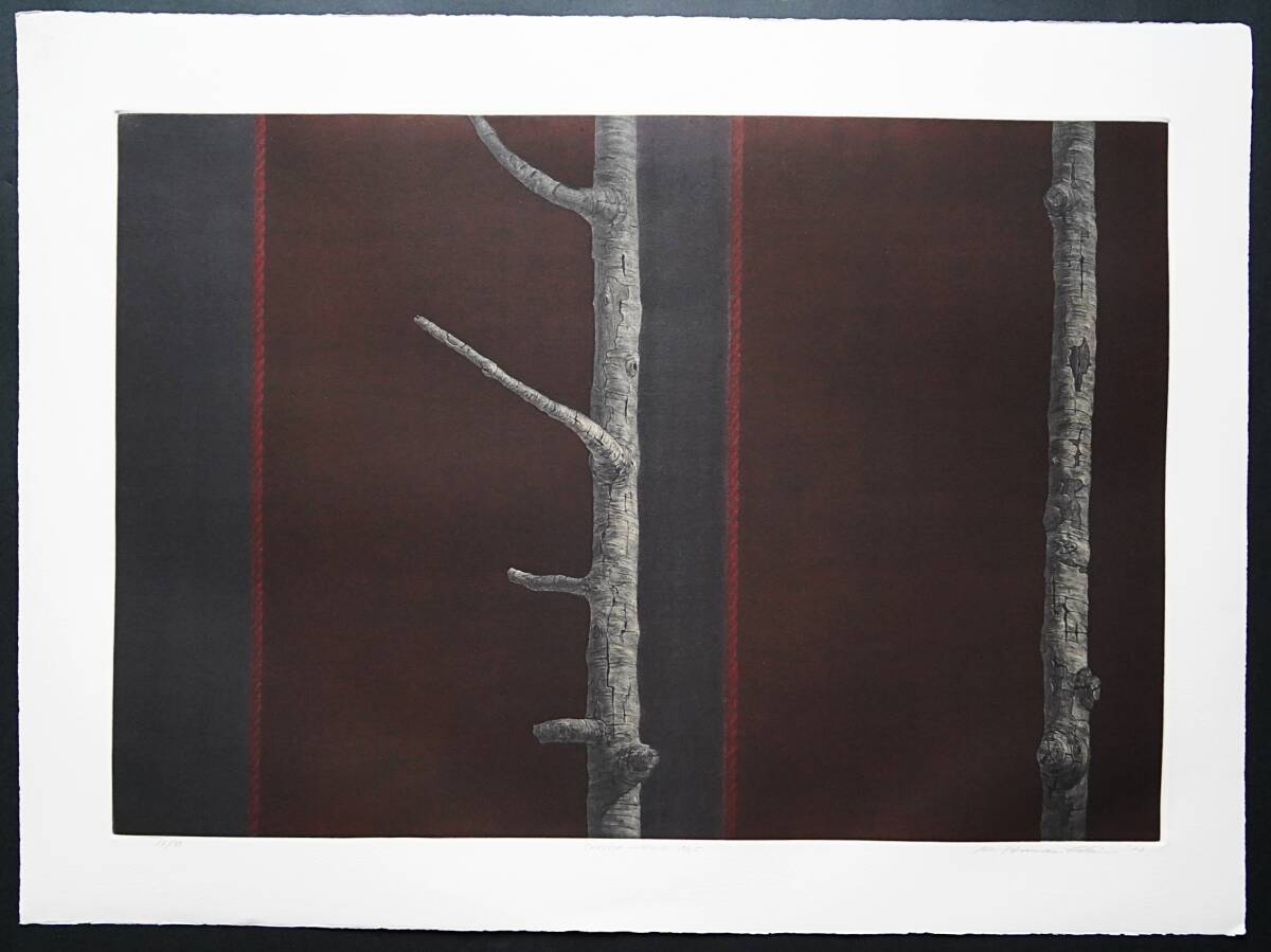 【真作・額装】浜西勝則 メゾチント 大判銅版画『Crevice-Work No.5』限定50部 1988年 直筆サイン入 ●浜口陽三 長谷川潔拍卖