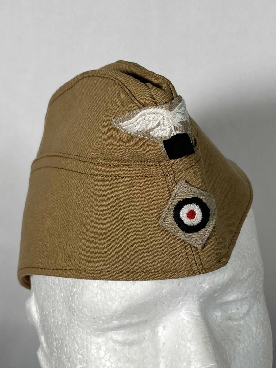 レプリカ ドイツ軍 WWII ドイツ空軍 熱帯用 略帽 オーバーシースキャップ シッフェン 大きめサイズ 中古品 A拍卖