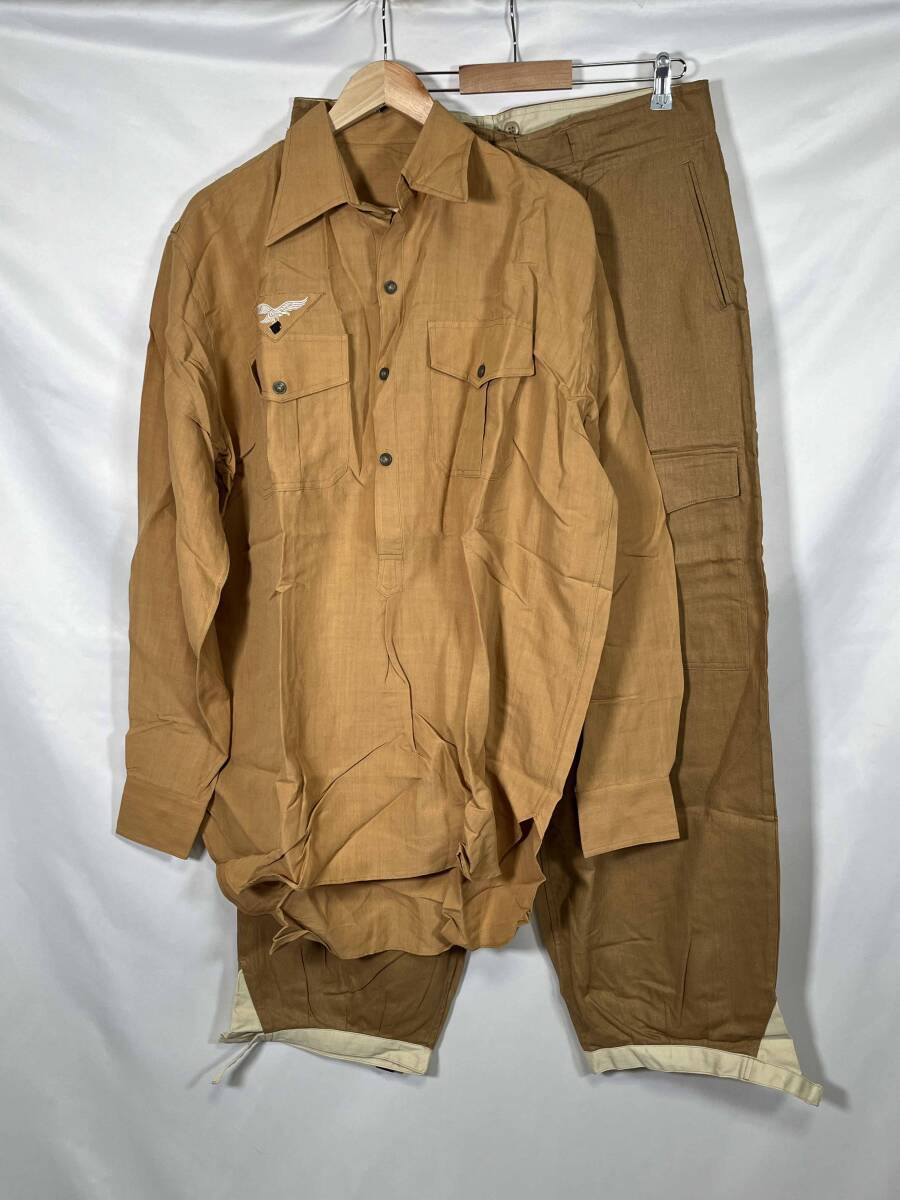 レプリカ ドイツ軍 WWII ドイツ空軍 熱帯用 シャツ&パンツ セット アフリカ軍団 大きめサイズ ほぼ未使用 C拍卖