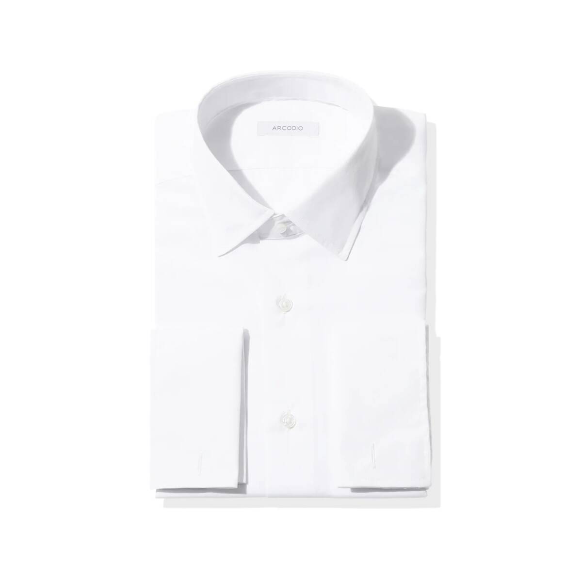 新品 ARCODIO アルコディオ ELMO 140番手双糸ブロード ホワイト リンクルレジスタント フレンチカフス 39-LONG シャツ 白 干場義雅拍卖