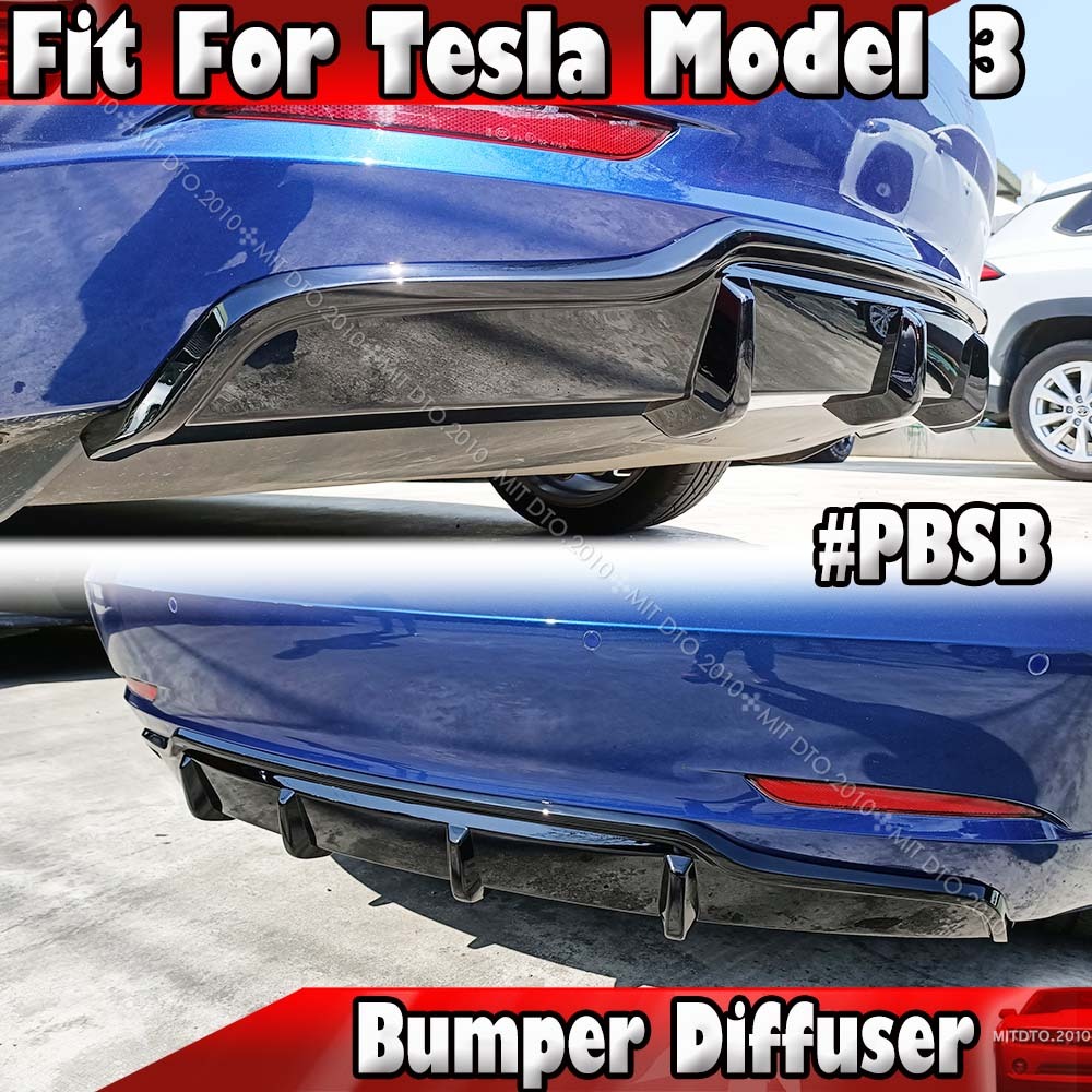 *在庫有即発送* 2017-2023 Tesla テスラ モデル3 #PBSB塗装済 (エクリプスブラック) 艶有黒 リアバンパーディフューザー スポイラー V TYPE拍卖