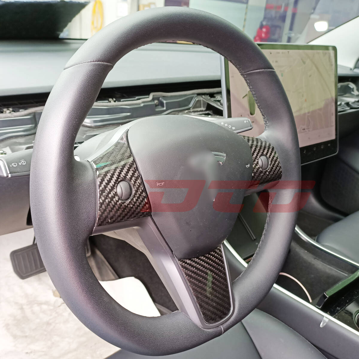 2017-2023 内装 テスラ TESLA モデル3 モデルY 本物のカーボン アクセサリー パーツ カスタム ステアリングガーニッシュ エアロ拍卖