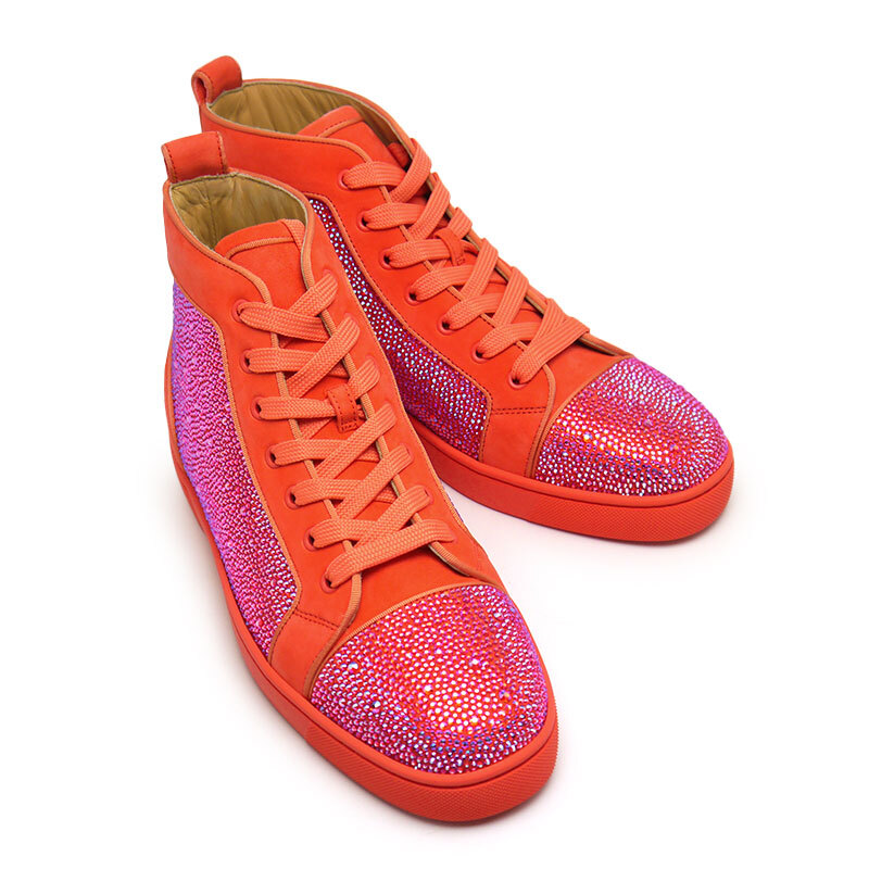 クリスチャンルブタン Christian Louboutin ハイカットスニーカー 41.5 スワロフスキー オレンジ・レッド系拍卖