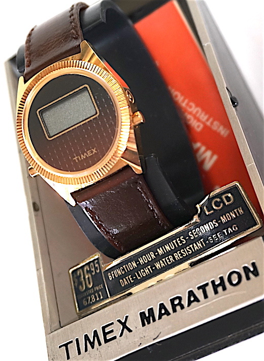 珍★ レア・TIMEX・MARATHON・LCD・’70s・ビンテージ・新品/デッドストック・ケース付・型押しグラデ文字盤・即決!拍卖