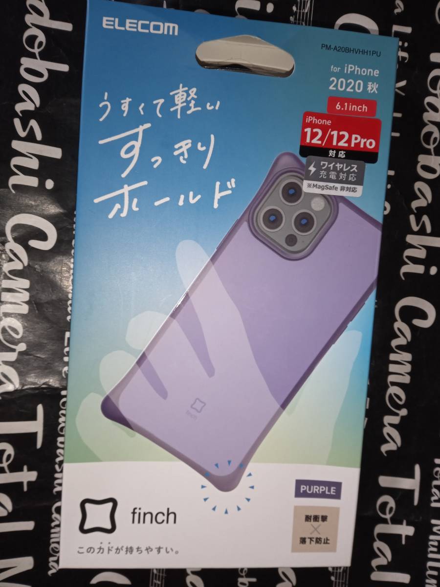 ELECOM iPhone 12/12 Pro ハイブリッド ケース finch すっきりホールド パープル 2種の素材特殊成形 四隅エアクッション配置ワイヤレス充電拍卖