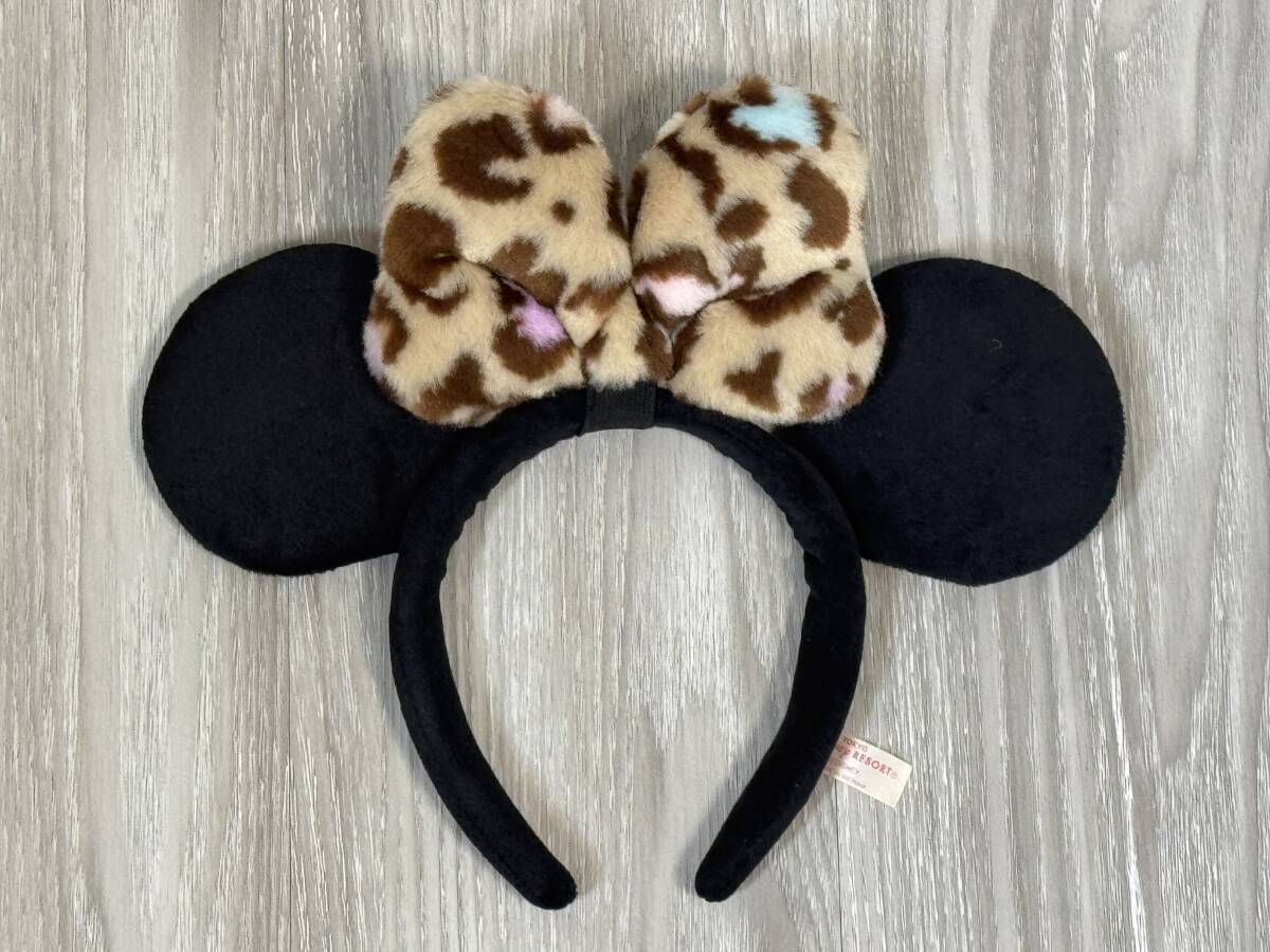 中古品 ディズニー ミニー カチューシャ レオパード ヒョウ柄 ピンク拍卖