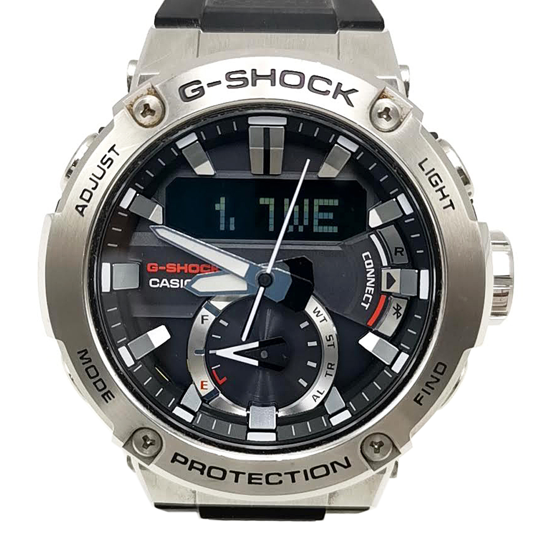 送料無料 美品 カシオ ジーショック 腕時計 3針 5608 GST-B200 Gスチール ソーラー アナデジ 銀系 メンズ拍卖