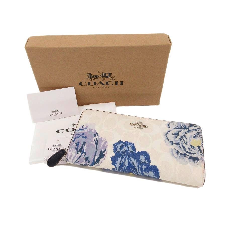 送料無料 美品 コーチ COACH 長財布 ラウンドジップ KAFFE FASSETT フローラルプリント F6656 レディース拍卖