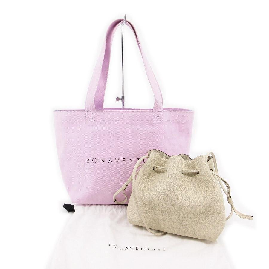 送料無料 超美品 ボナベンチュラ BONAVENTURA ショルダーバッグ 巾着 セット ノア レザー レディース拍卖