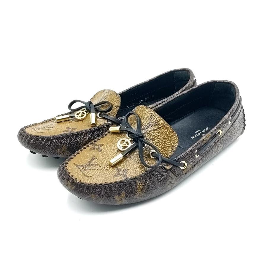 送料無料 超美品 ルイヴィトン LOUIS VUITTON ドライビングシューズ グロリアライン モノグラム 伊製 レディース拍卖