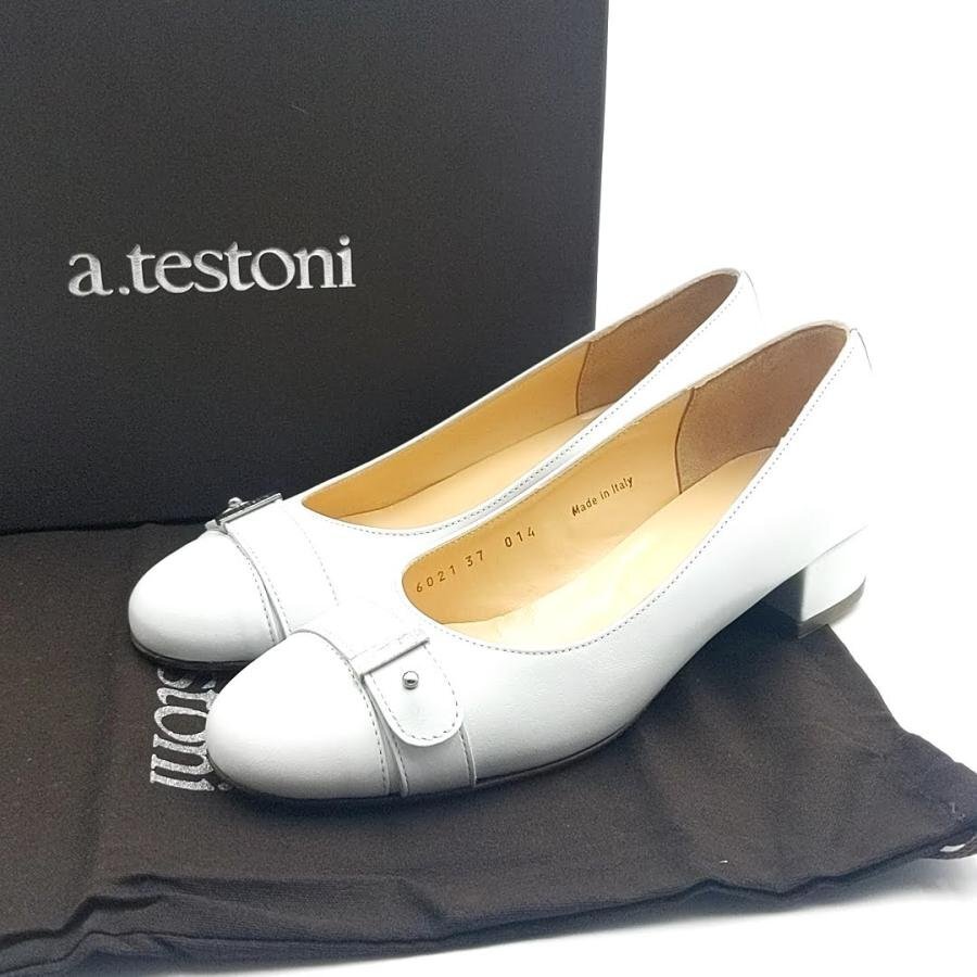 送料無料 超美品 ア テストーニ a.testoni パンプス 靴 シューズ レザー イタリア製 37 24cm相当 レディース拍卖