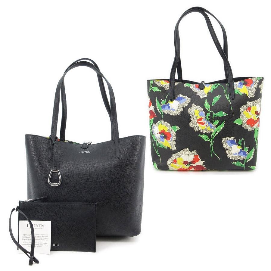 送料無料 超美品 ラルフローレン Ralph Lauren リバーシブル トートバッグ ポーチ付き フローラル レディース拍卖