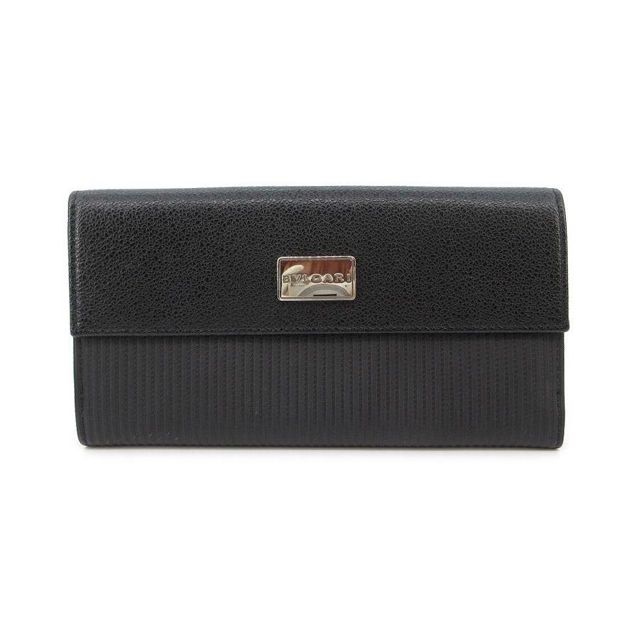 送料無料 超美品 ブルガリ BVLGARI 長財布 三つ折り ミレリゲ MILLERIGHE イタリア製 黒 ブラック系 メンズ拍卖