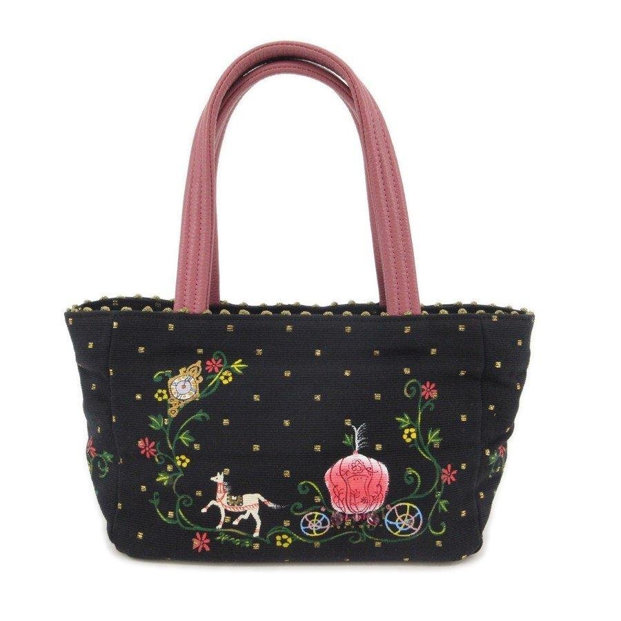 送料無料 超美品 シンクビー! Think Bee! ハンドバッグ トートバッグ シンデレラ ドリーム 黒 ブラック系 レディース拍卖