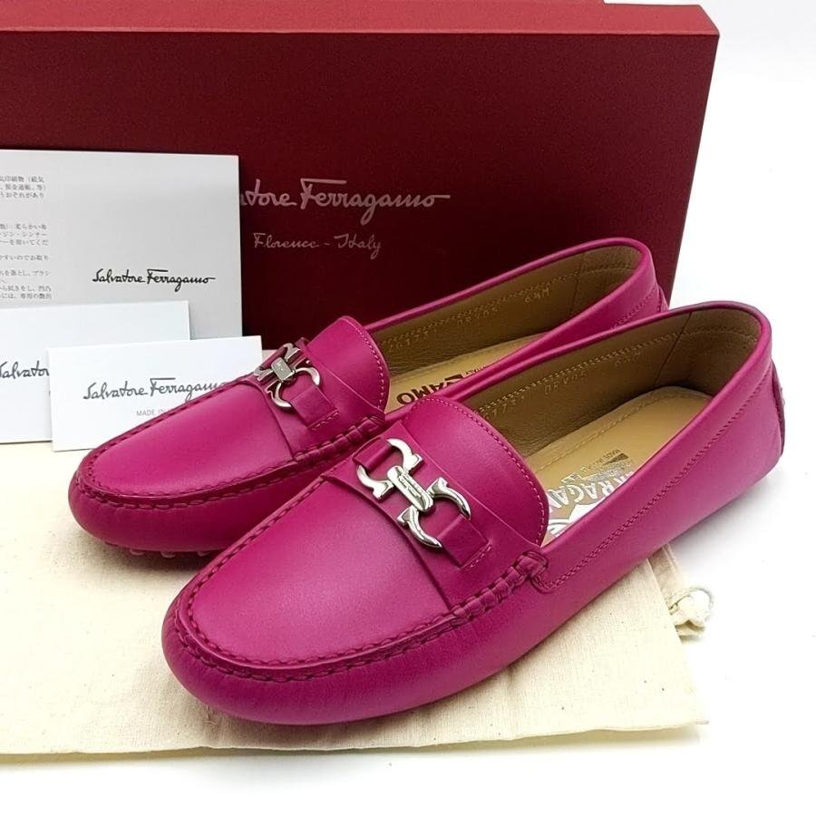送料無料 超美品 サルヴァトーレフェラガモ Salvatore Ferragamo ローファー ガンチーニ 6 1/2 レディース拍卖