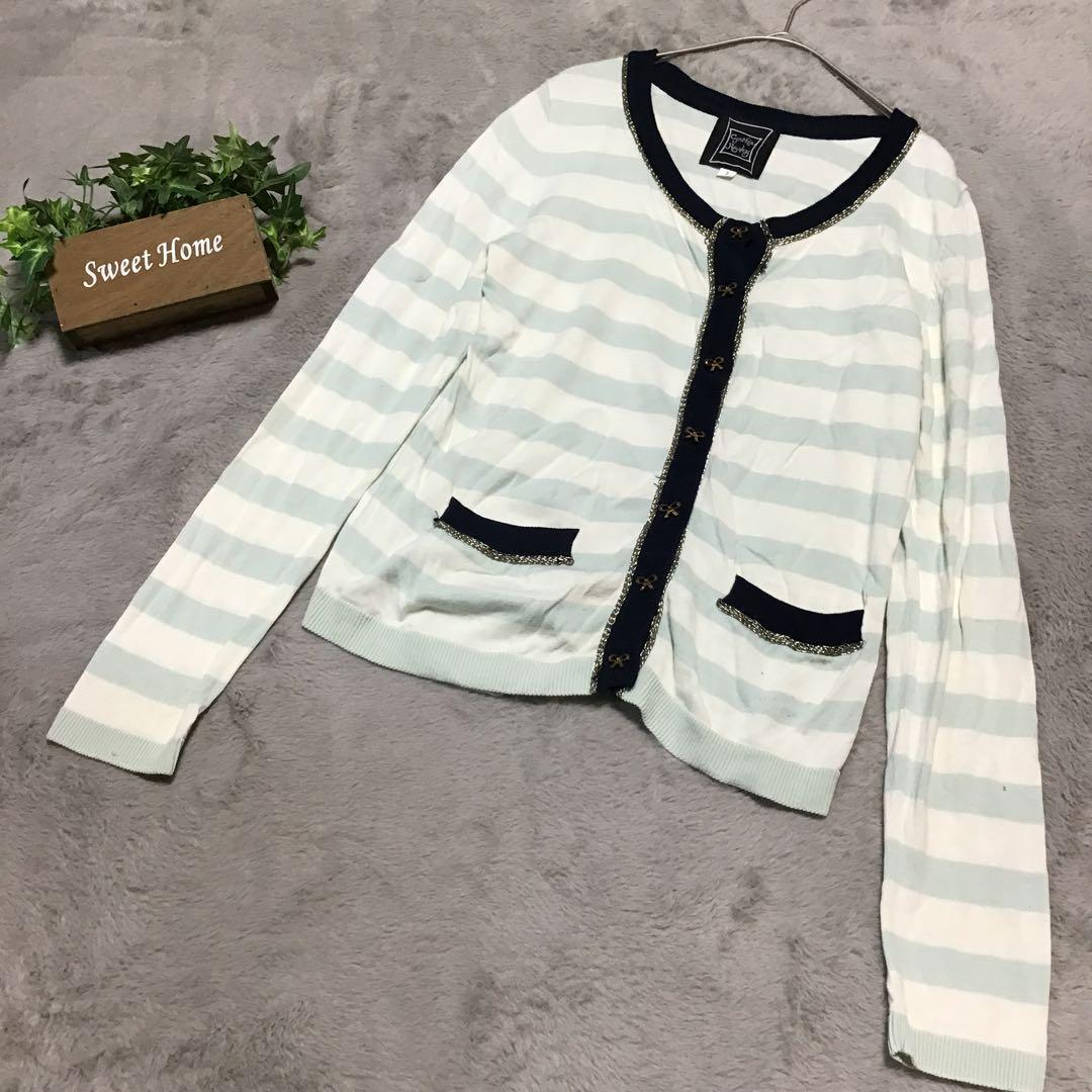 シンシアローリー カーディガン M ボーダー 2 バイカラー拍卖