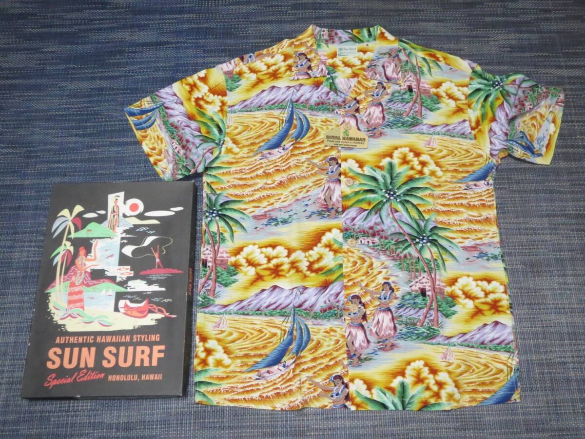 SUN SURF サンサーフ スペシャル エディション M 黄 SS37253 アロハ ハワイアン シャツ HULA MA KAI フラガール拍卖