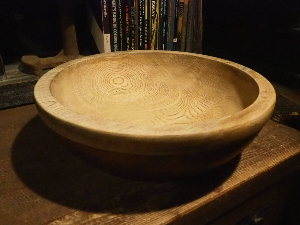 【重厚な無垢こね鉢40㎝】古道具アンティーク骨董ガーデニング蕎麦打ち花器花入れ木製インテリア古民具杵臼ドライフラワー観葉植物拍卖