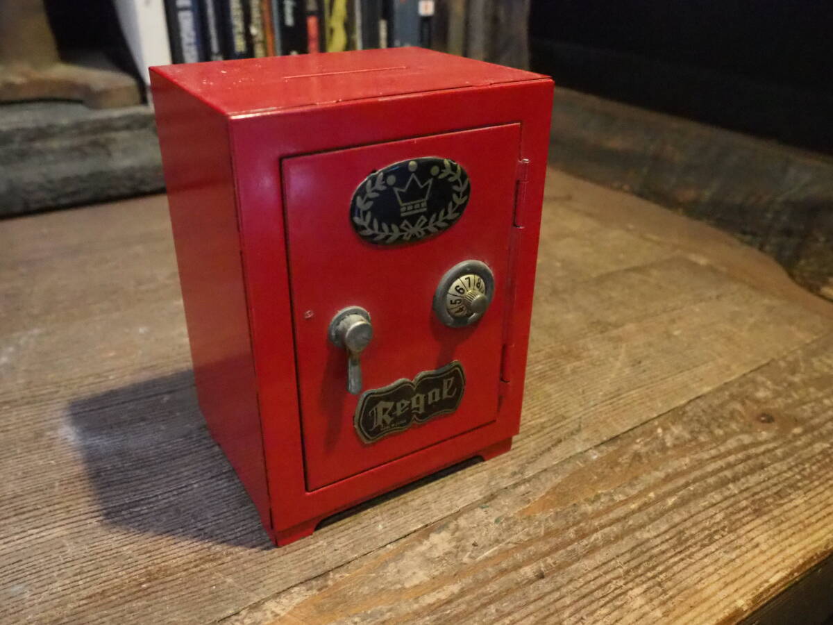 【ダイヤル式金庫型貯金箱】レジスター古道具キャッシャーアイアン昭和レトロアンティークインテリア収納ケースコレクションボックス拍卖
