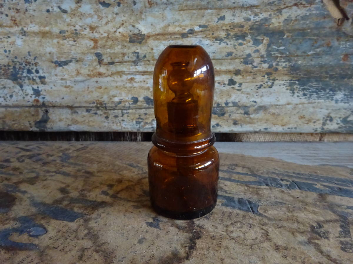 【昭和レトロな目薬飴色ガラス瓶】ガラス容器スポイト古道具一輪挿しアンティーク骨董インテリア富山の薬売りインダストリアルグラス拍卖
