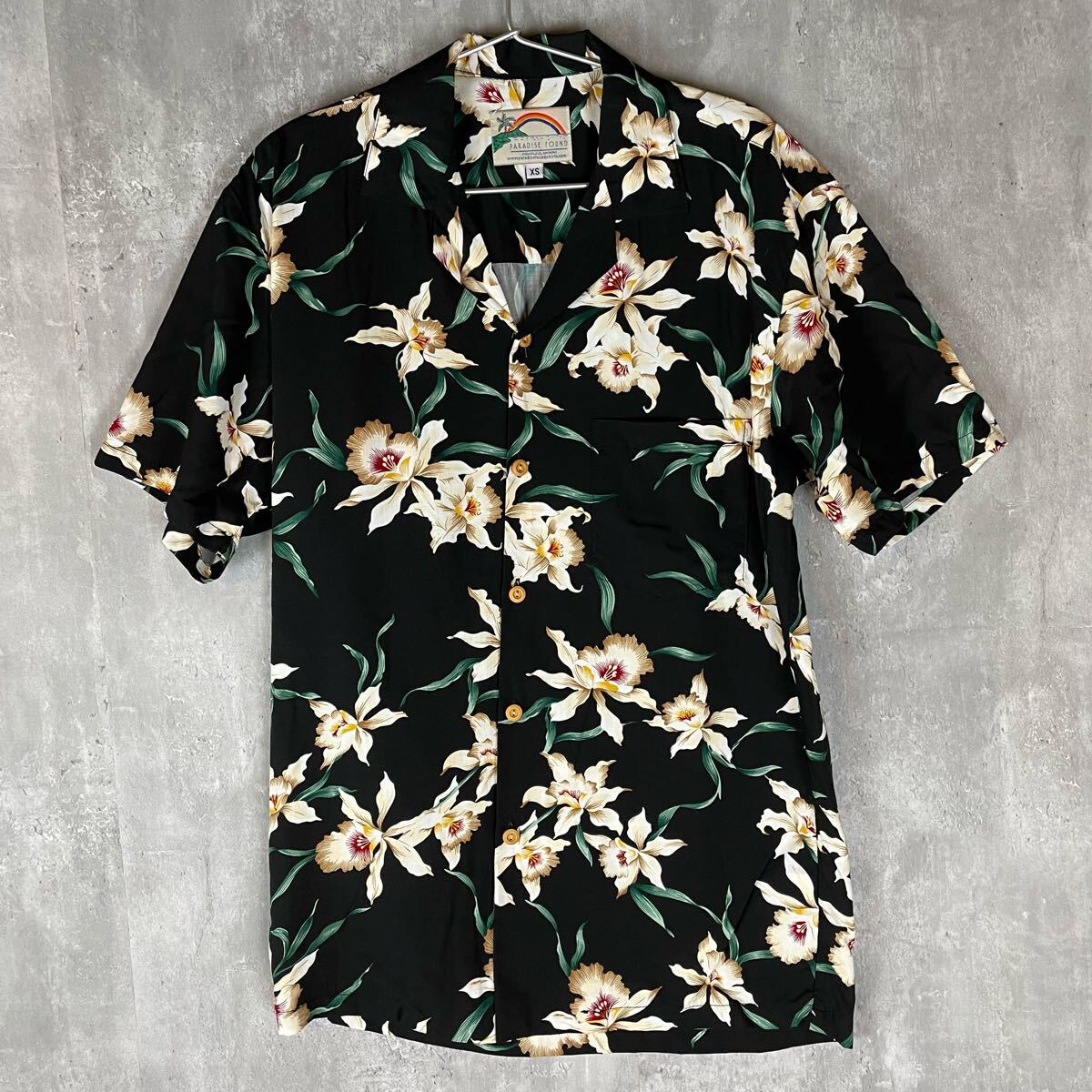 【USA製】PARADISE FOUND 90's アロハシャツ 柄シャツ ハワイアン 半袖 開襟 レーヨン100 XS〜Sサイズ相当拍卖