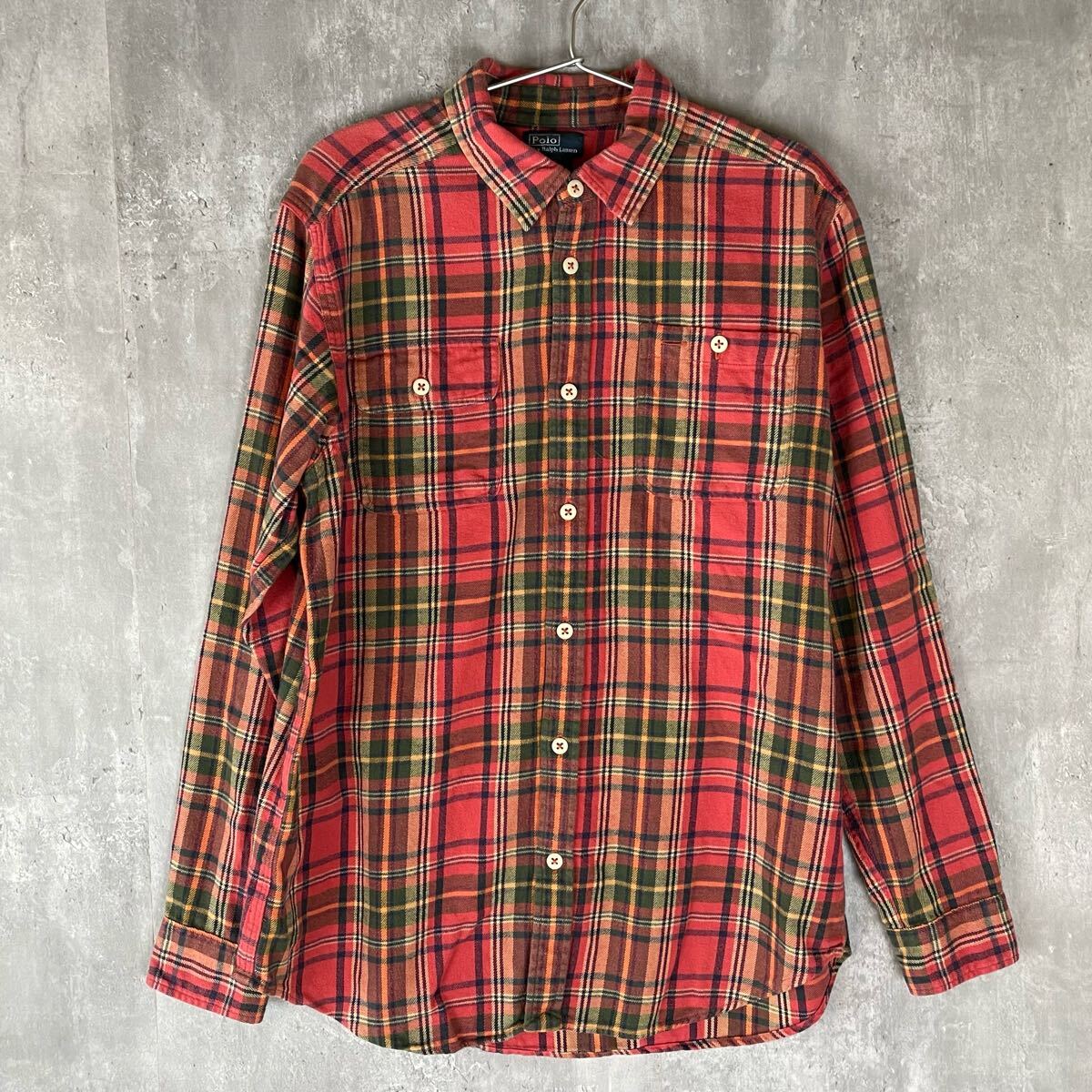 【ラルフ】Polo by Ralph Laurenラルフローレン ネルシャツ 長袖シャツ チェック柄 ネルシャツ アメカジ Lサイズ相当拍卖